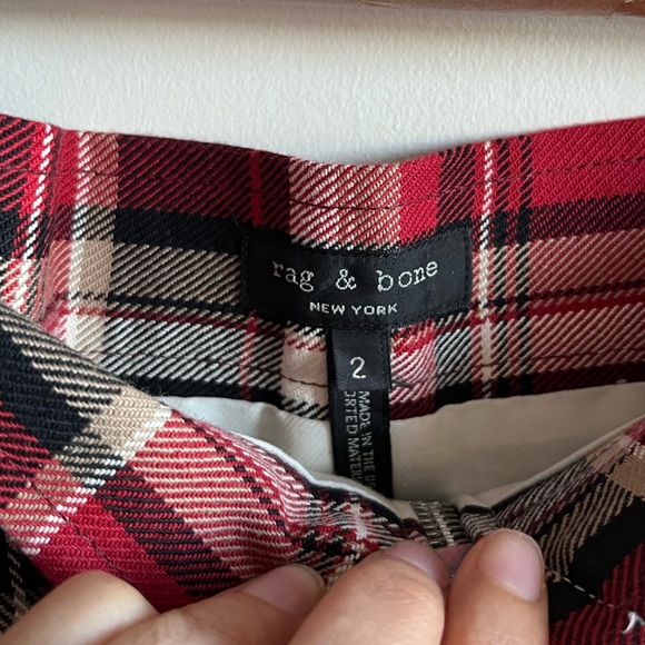 Rag & Bone - Leah Skirt - Red Multi -Plaid Zippered Mini Skirt Size 2 - Picture 7 of 13